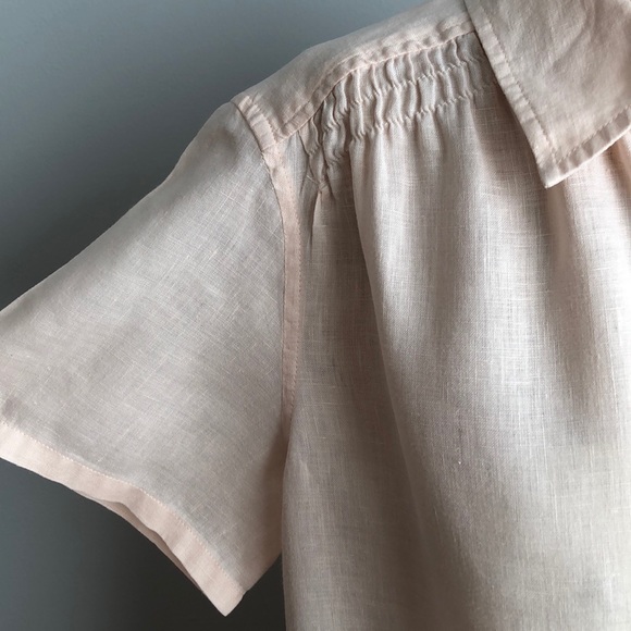 J.Jill Blush Linen Button Blouse Short Sleeves - Picture 6 of 11